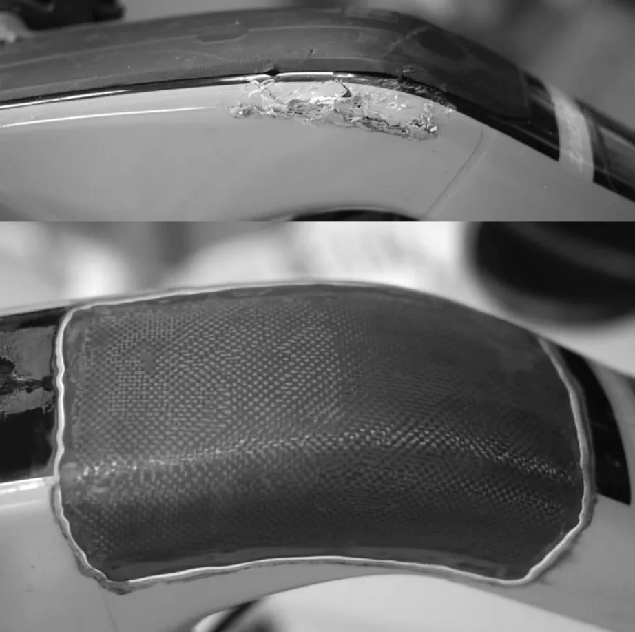 gerissener Carbonfaser-Rennradrahmen