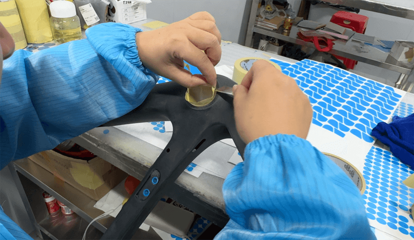 protezione per verniciatura telaio bici in carbonio