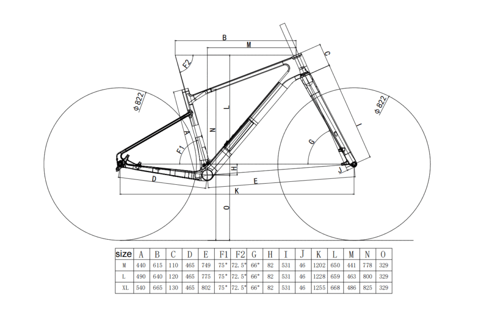32er mtb frame size chart