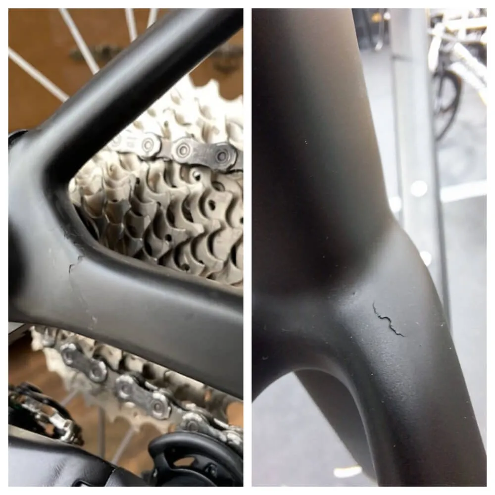 broken carbon road frame