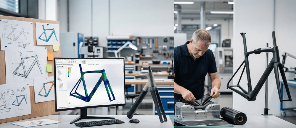 diseño de cuadro de bicicleta de carbono